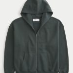 Boxy Zip-Up Hoodie - shadow green