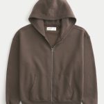 Boxy Zip-Up Hoodie - dark brown