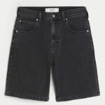Washed Black Baggy Denim Shorts - washed black
