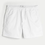 Mid-Thigh Twill Pull-On Shorts - white