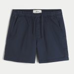 Mid-Thigh Twill Pull-On Shorts - navy
