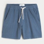 Mid-Thigh Linen-Blend Pull-On Shorts - navy pattern