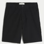 At-the-Knee Linen-Blend Flex-Waist Shorts - black