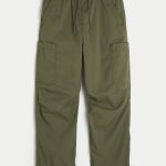 Baggy Pull-On Utility Pants - olive