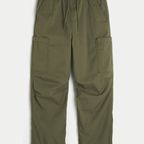 Baggy Pull-On Utility Pants - olive
