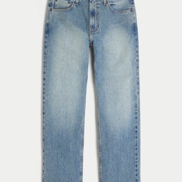 Medium Wash Straight Jeans - medium