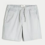 Above-the-Knee Twill Pull-On Shorts - heather gray