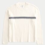 Striped Crew Sweater - cream stripe