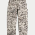 Washed Black Skater Baggy Jeans - tan camo