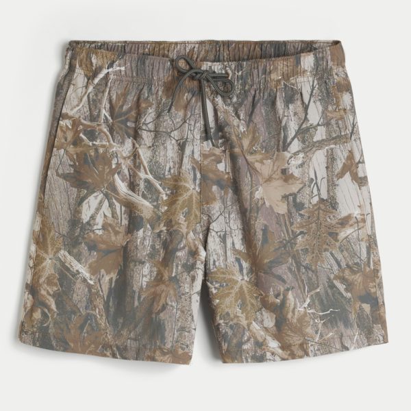 Mid-Thigh Volley Swim Trunks - light brown camo