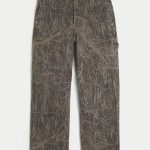 Leopard Print Baggy Painter Jeans - brown